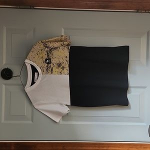 Abercrombie Kids, Boys, 13/14, Black, White, & Yellow Swirl on 2 tone Grey Shirt